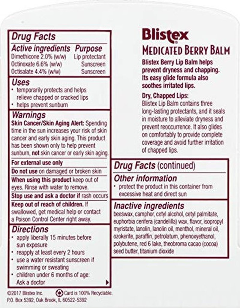 Blistex Medicated Lip Balm, Berry, .15-Ounce Tubes (Pack of 24) (83134)