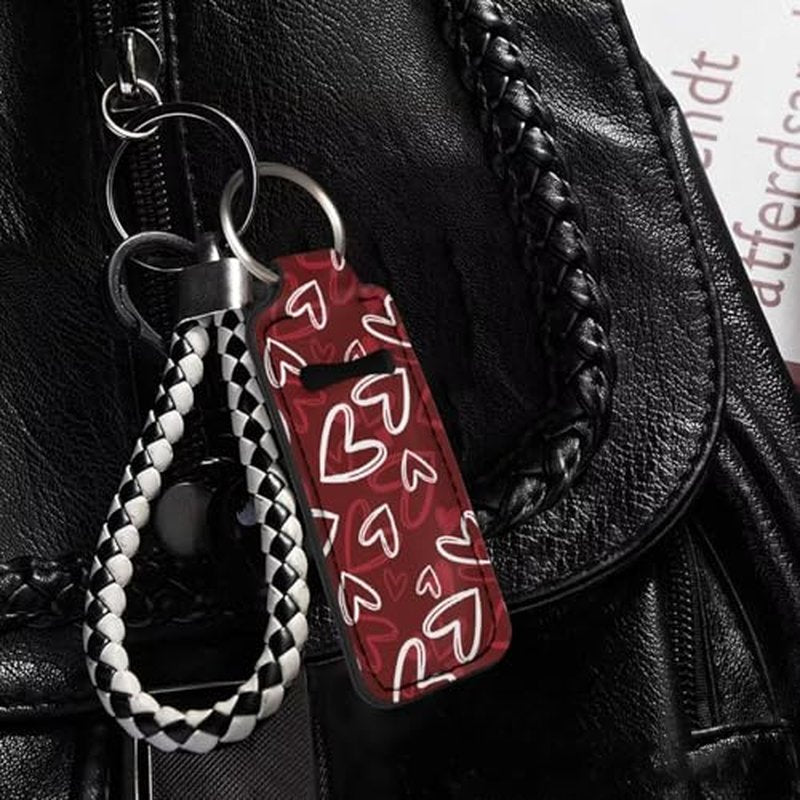 SEANATIVE Lips Heart 5 Pieces Lipstick Keychain Holder Lip Balm Holder Keychain Clip on Sleeve Chapstick Lip Gloss Holder Colorful Lipstick Pocket Keychain Bag Accessories for Women
