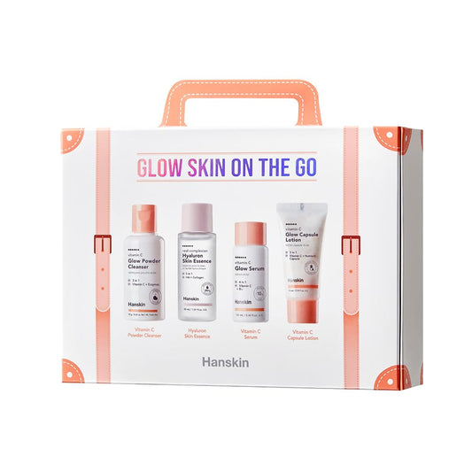 Glow Skin On The Go Kit - Travel Skincare Set for Glowing Skin | Includes Powder Cleanser, Essence & Serum