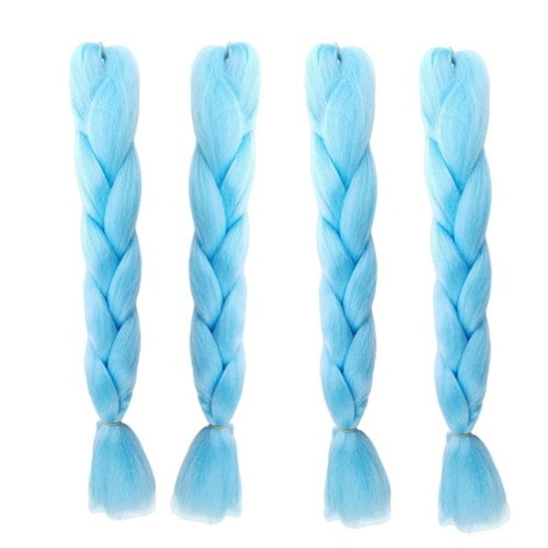 Glowing in Darkness Braiding Hair 400g Braiding Hair Jumbo Box Braids Hair Extensions Shining Jumbo Braids Hair Fluorescent Light in Darkness (Light Blue)