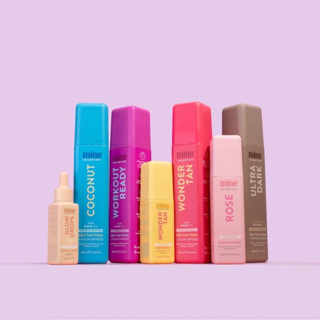 Minetan Facial Self Tanning Drops | Wonder Tan Serum- Clear Gradual Face Tan Cream, Daily Sunless Fake Tanner, Hyaluronic Acid & Vitamin C, Ultra Hydrating, Dark Bronzing Glow Finish, 1.7 Fl Oz