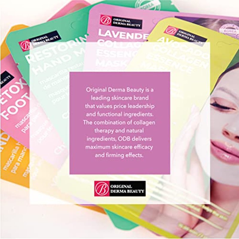 Innerest Original Derma Beauty Collagen Face Masks 24 PK Soothing & Calming Lavender Face Mask Skin Care Sheet Masks Set for Beauty & Personal Care Korean Face Mask