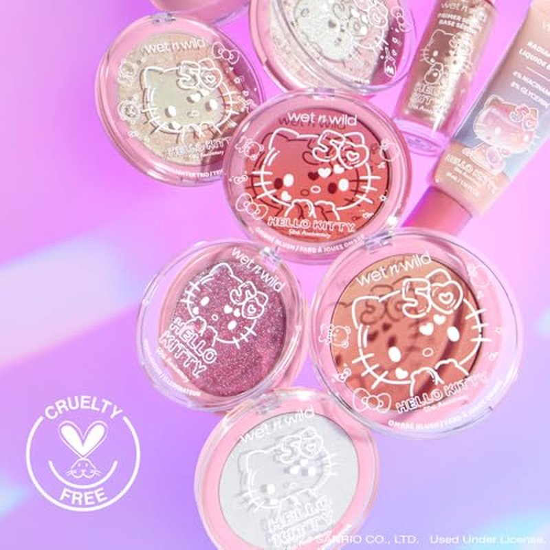 wet n wild Hello Kitty Highlighter Trio, Multi-Dimensional Glow with Iridescent Pearls, Silky-Smooth Buildable & Blendable Formula, Cruelty-Free & Vegan - Cutie Pie