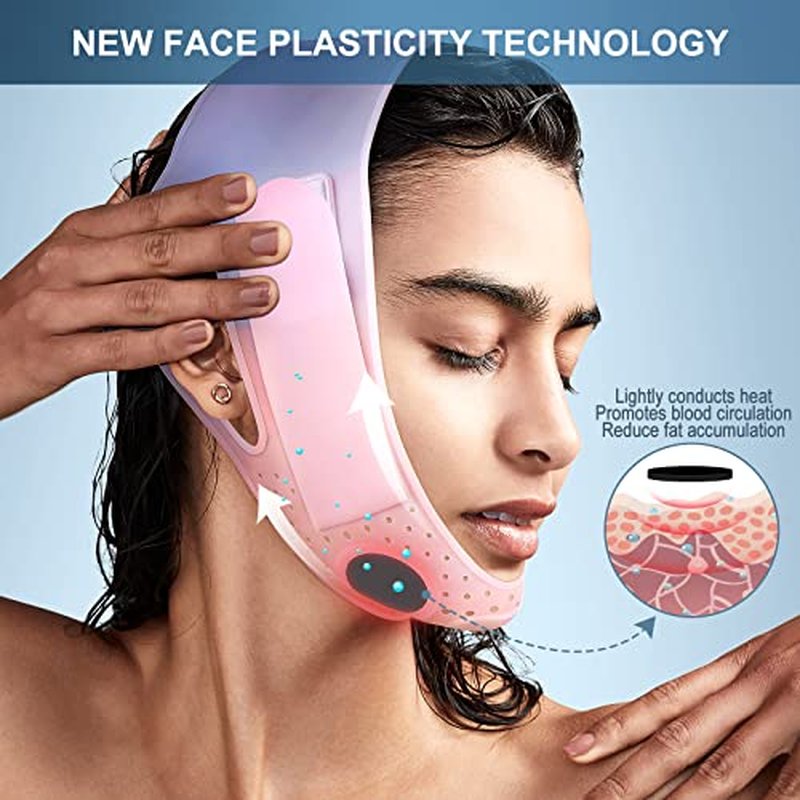 JUSRON V Line Face Tape Face Strap, Soft Silicone Chin Strap for Women and Men 23-27 Inches (Pink)