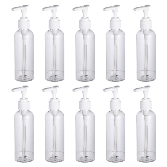 FOMIYES 10pcs Small Empty Plastic Pump Bottles Dispenser Portable Refillable Soap Shampoo Lotion Containers for Home Travel Outdoor Camping 100ml Transparent