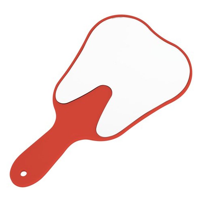 Annhua Dental Hand Mirror Small Handheld Mirrors with Handle Red, Tooth Shaped Mirror Hand Held Makeup Face Mirror for Salon|Dentist Clinic|Barber|Hairdressing