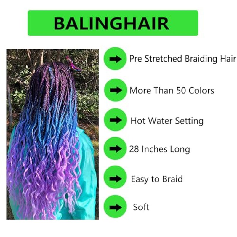 BALINGHAIR Pre Stretched Braiding Hair 28 Inch Braids Hair Grey Ombre Hot Water Setting (C19-3Packs)