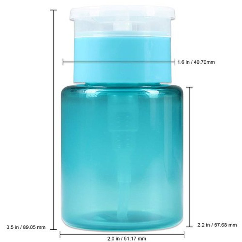 3oz Push Down Pump Dispenser Flip Top Cap Refillable Empty Bottle - Color: Teal - Lockable Travel Cosmetic Packaging Empty Bottle for Nail Polish Manicure