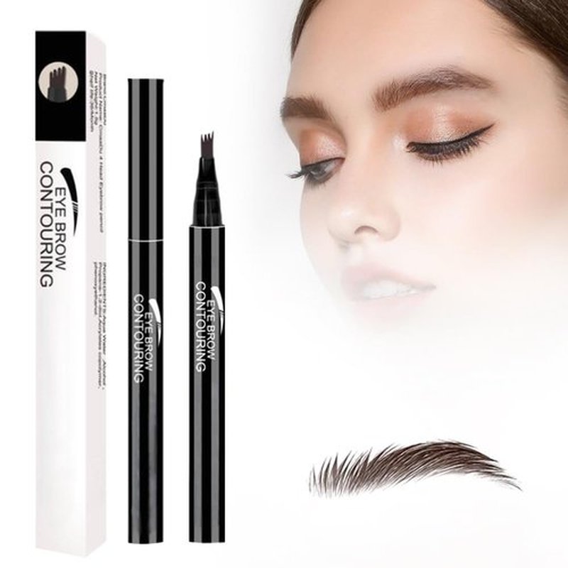 2PCS 4-Head Split Waterproof Eyebrow Pencil, 3D Microblading Eyebrow Pen Eye Brow Pencils with 4 Tip, Creates Natural Looking Brows Eye Eyebrow Makeup Eyebrow Pen for Women, Last All Day (Brown)