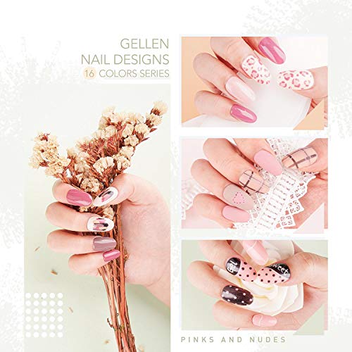 Gellen Gel Nail Polish, 16 Colors Gel Nail Polish Set, Need U V Cured Gel Nail Polish Set for Gift, Including Gellen Gel Base and Top Coat for Nails Prep