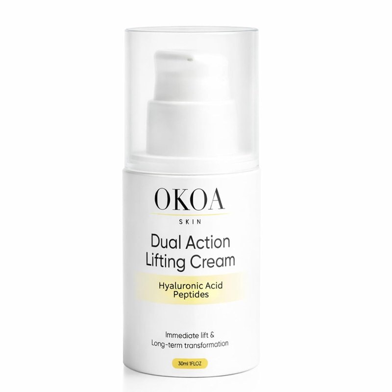 OKOA SKIN Dual Action Lifting Cream - Instant Firming Peptides & Hyaluronic Acid | Hydrating Moisturizer for Fine Lines & Wrinkles