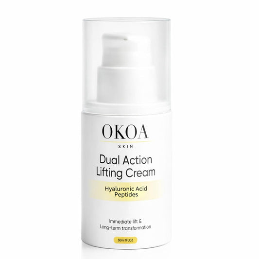 OKOA SKIN Dual Action Lifting Cream - Instant Firming Peptides & Hyaluronic Acid | Hydrating Moisturizer for Fine Lines & Wrinkles