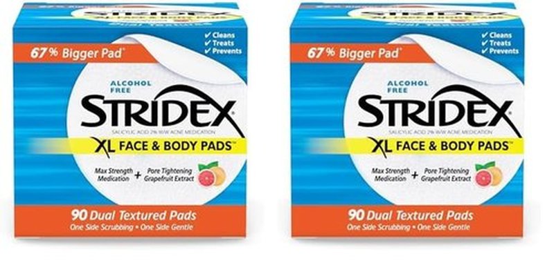 Stridex XL Face Body Pads, 90 Count (Pack of 2)