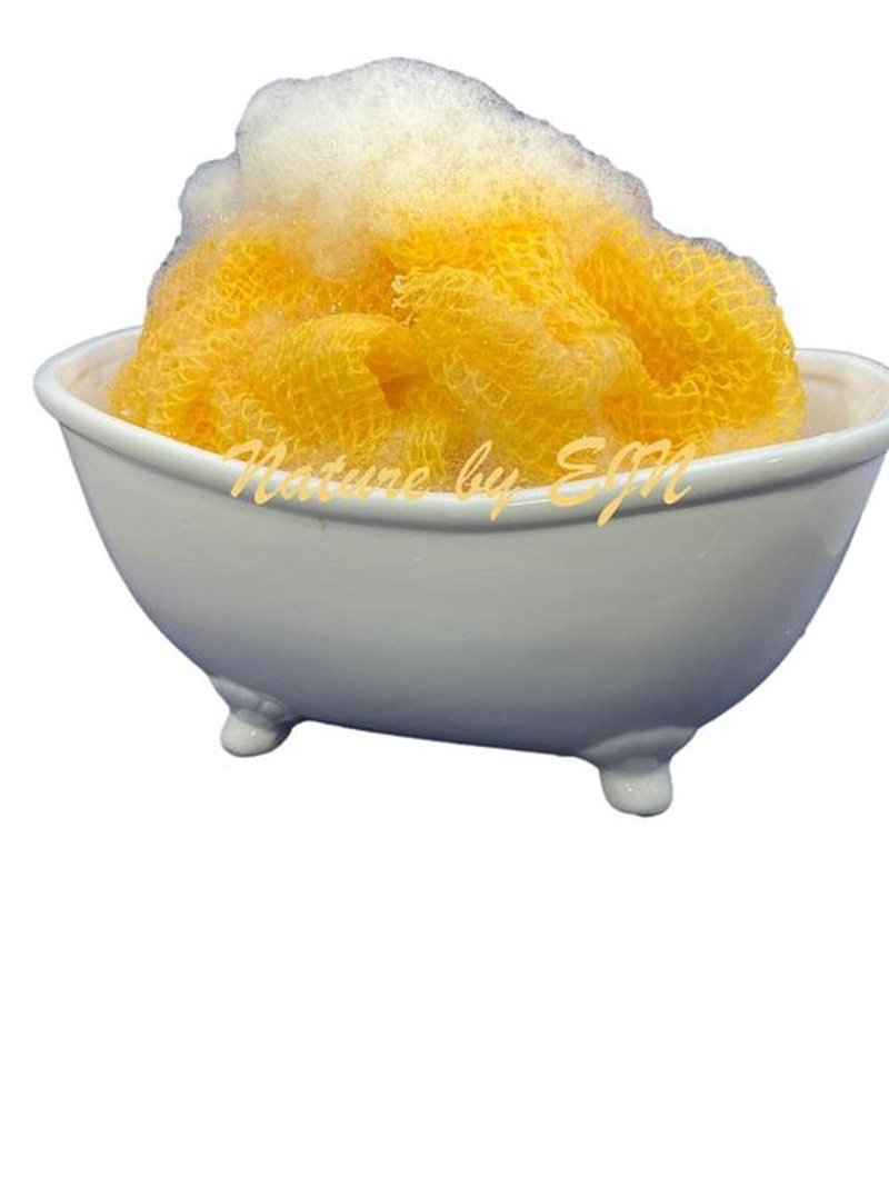 Nature by EJN - Net Bath Sponge, Long, Skin Exfoliation, African, Porous (Golden Apricot)