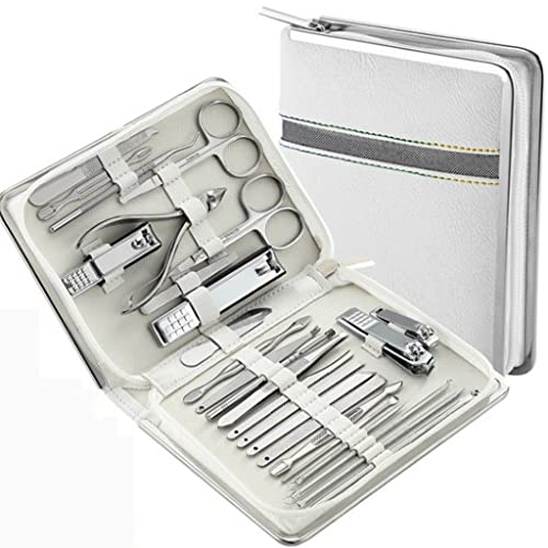 Stainless Steel Nail Clippers Manicure Set Cutter Scissor Cuticle Nipper Nail Tools Set Travel Case Kit(D)