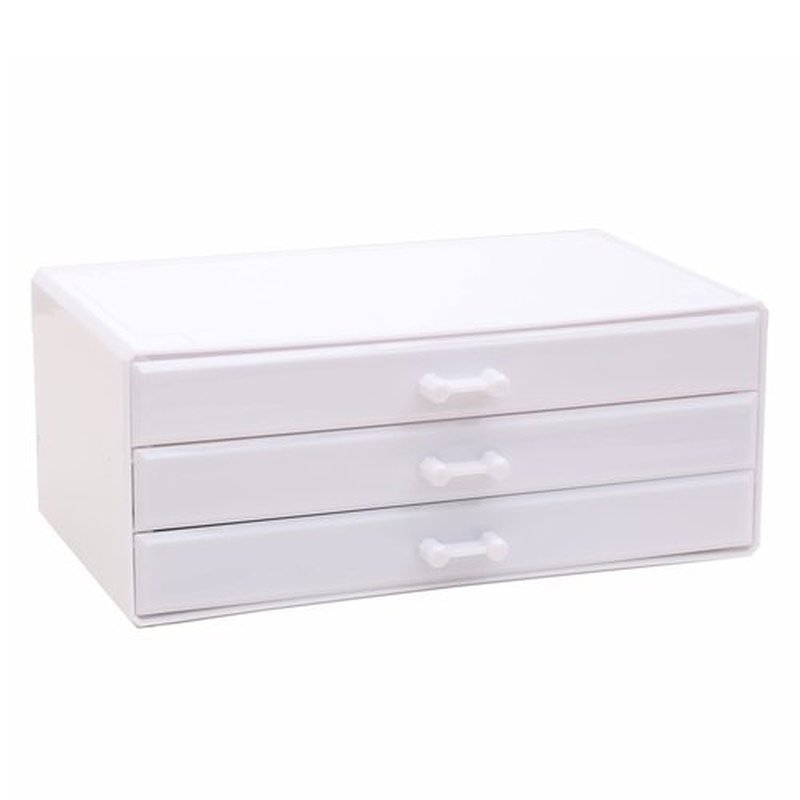 Cq acrylic White Desktop Drawer for Girls Stackable Acrylic Large Acrylic Drawers with 3 Drawers,Large Accessory Organizer and Plastic Under Cabinet Drawer For Vanity Desktop and Undersink,1Pcs