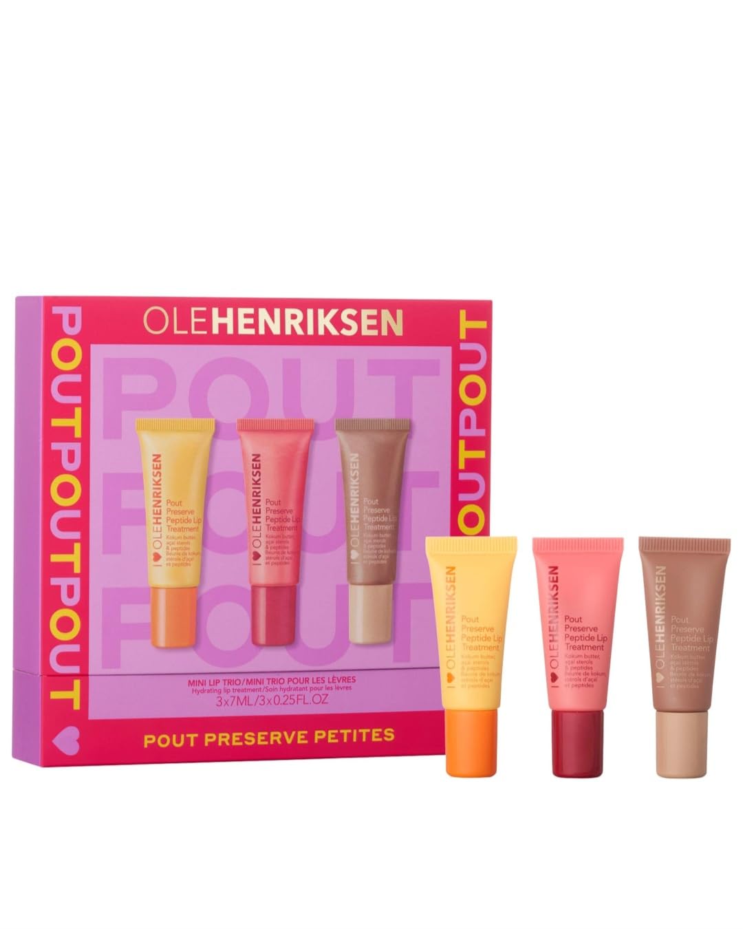 OLEHENR1KSEN - Pout Preserve Petites Mini Lip Trio with Peptides – Hydrating & Nourishing Lip Balm Set for Soft, Smooth Lips – Travel-Friendly Daily Lip Care & Gift-Ready Set