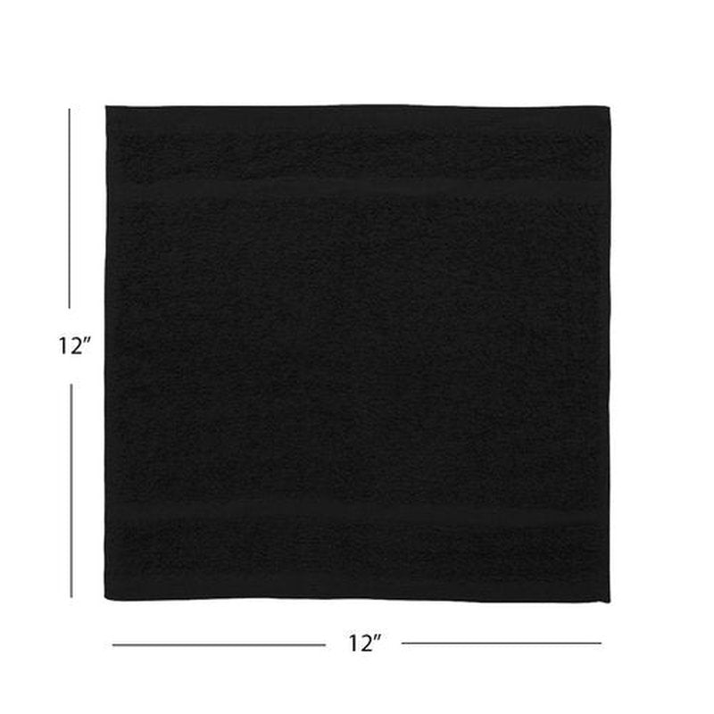Avalon Towels Cotton Washcloths – (Pack of 60) Size 12x12 Inches, 100% Ring Spun Cotton, Soft & Absorbent Face Towels, Gym Towels, Hotel and Spa Quality, Reusable Fingertip Towels (Black)