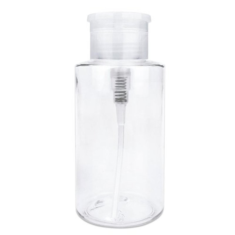 10oz Clear Push Down Pump Dispenser Empty Refillerble Bottle with Flip Top Cap - for Nail Polish, Travel, Cosmetics Packaging