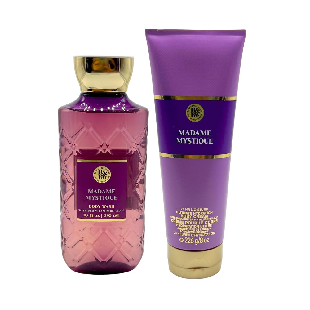 Bath & Body Works MADAME MYSTIQUE Ultimate Hydration Body Cream & Body Wash 2-piece Gift Set with a Red Bow for Holidays - Full Size