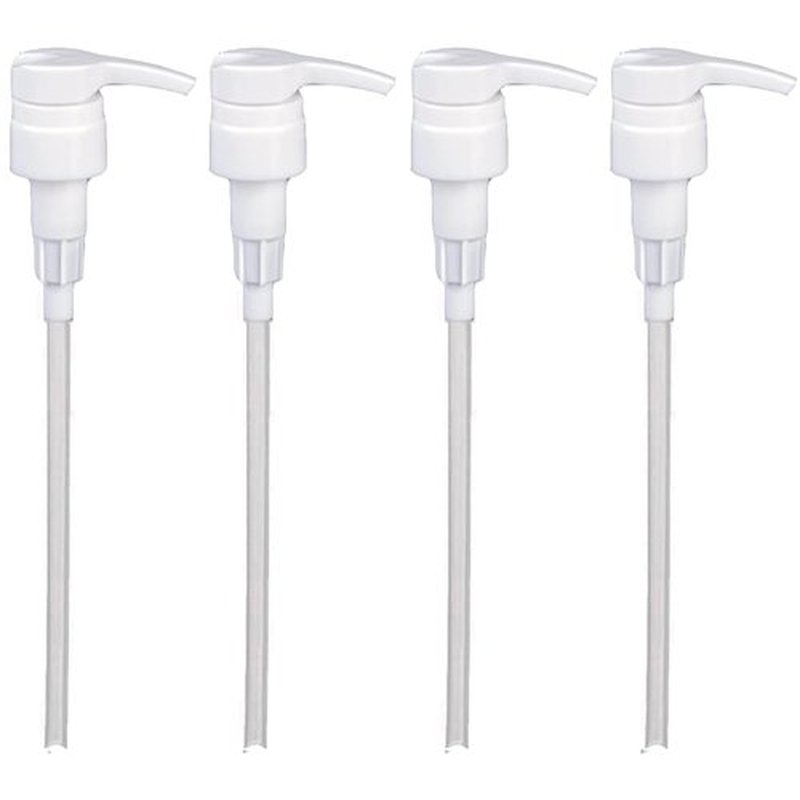 Universal Shampoo/Conditioner Dispenser Pump for Bottles, Leak Proof, Pump Top Fits 1 L/33.8 oz Bottles, 28/410 Neck Size (White - Pack of 4)