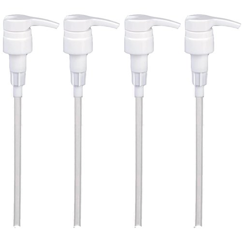 Universal Shampoo/Conditioner Dispenser Pump for Bottles, Leak Proof, Pump Top Fits 1 L/33.8 oz Bottles, 28/410 Neck Size (White - Pack of 4)