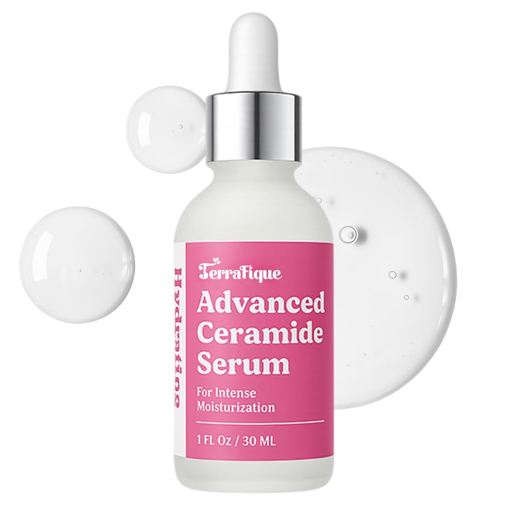 Terrafique Ceramide Serum for Face - Hydrating Face Serum for Women - Anti Aging - Ceramide Barrier Repair with Centella, Vitamin A C E - Anti Aging Serums for Dry Sensitive Skin - 1 Fl Oz - 1 Pack