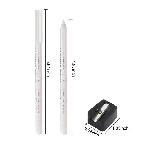 Erinde Waterproof Gel Eyeliner Pencil, Long-Lasting Sharpenable Eye Liner Pen, Waterline Gel Eyeliner Pencil, Ultra-Smooth Creamy Application, Smudge-Proof, Matte Finish, White