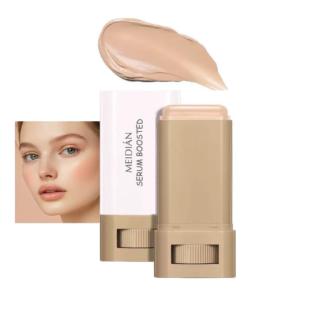Mature Skin 2-in-1 Foundation Concealer Makeup Stick - Creamy Formula, Brightens Skin Tone, Natural Finish, Covers Dark Circles/Acne Scars/Blemishes (4#)
