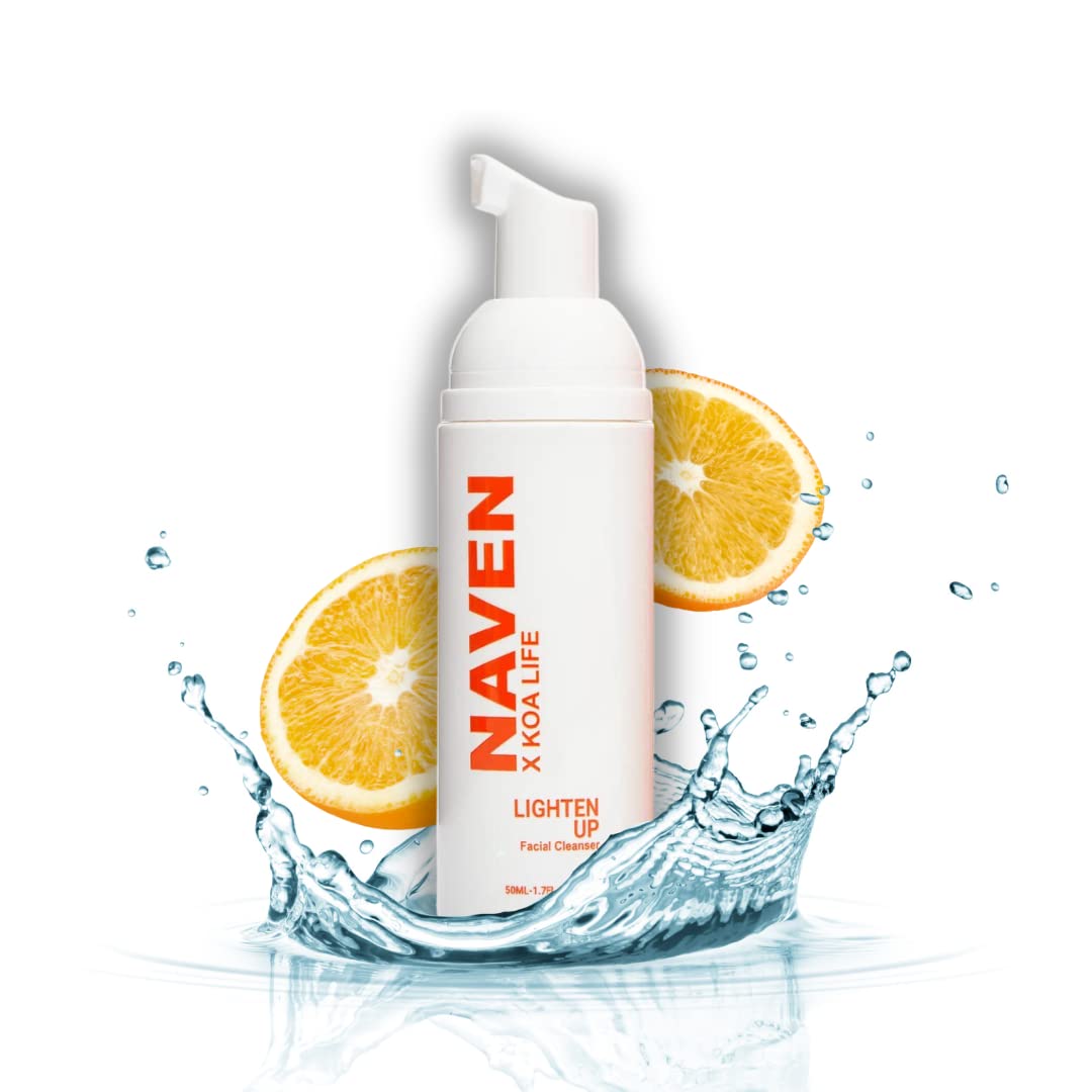 KOA LIFE X NAVEN Lighten Up - Anti-Blemish Facial Foam Cleanser, Purifies Skin, Vitamin C, Organic, Natural Ingredients - 1.7 Fl Oz