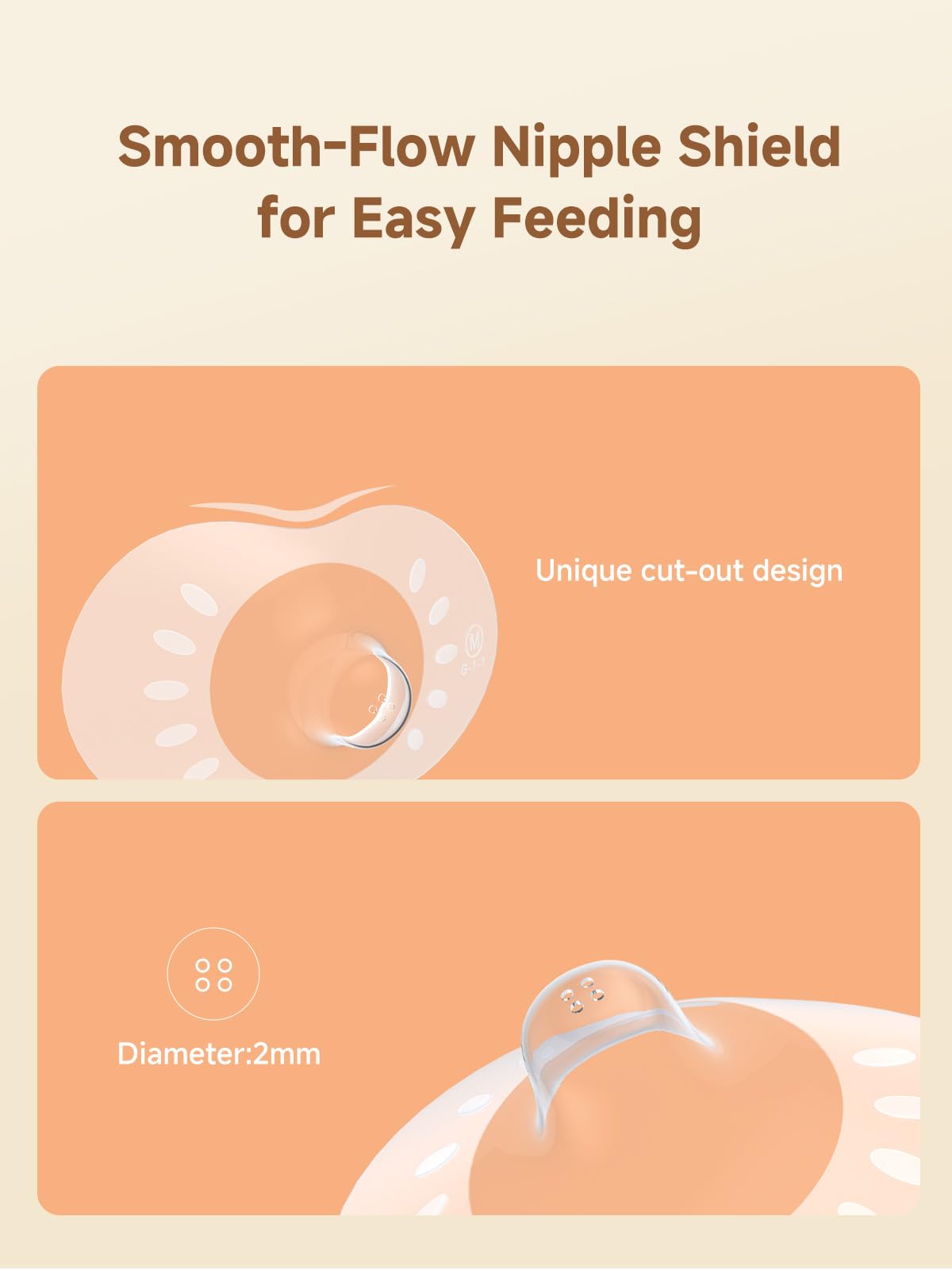 Nipple Shields for Breastfeeding Newborn, Contact Nipple Guards for Breast Feeding with Flat, Inverted Nipples or Difficulty Sucking, Food-Grade Silicone, Ultra-Thin & Super Soft, 1 Pair,20mm
