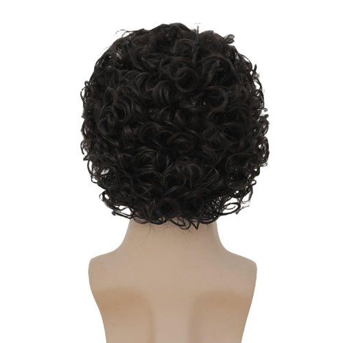 Salaibs Mens Black Short Curly Wig California Synthetic Heat Resistant Wigs for Cosplay Costume Daily Use