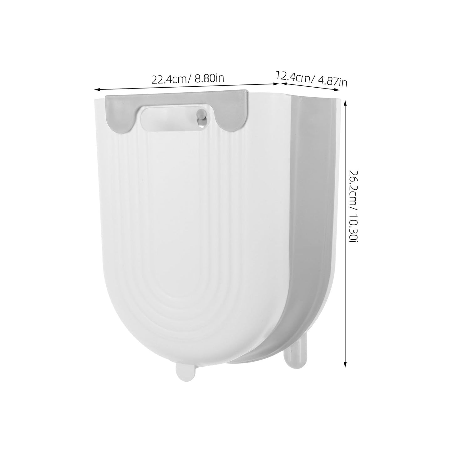 FRCOLOR Kitchen Hanging Garbage Bin Foldable Wall-Mounted Trash Can Large Grey-White Plastic Waste Container for Cabinet Door Kitchen Bathroom Storage