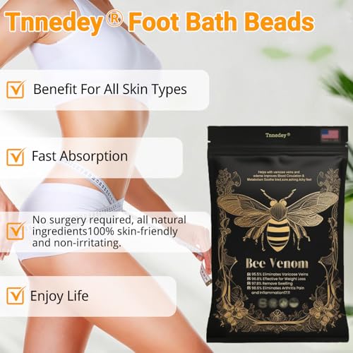 Tnnedey Bee Venom & 30 Herbs Firming Detox Foot Bath Beads, Bee Venom Detox&Shaping Cleansing Foot Soak Beads, Tnnedey Detoxing Herbs Foot Soak Beads for Relaxing and Soothing Body Sore Tired (1 Pack)