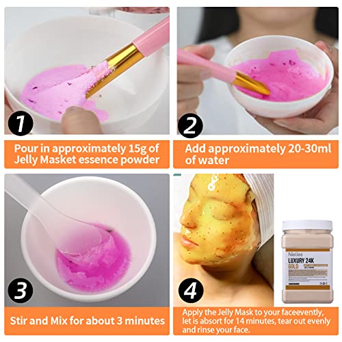 Nielies Jelly Mask for Facial Professional- Peel off Hydro Face Mask Powder for Hydrating & Cleaning - 23 Fl oz (24k)