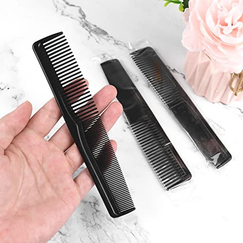 Hipruict Hair Comb, 50 Pack Disposable Combs Individually Wrapped, Sturdy Double Tooth Hair Pocket Comb, Bulk Combs for Homeless, Charity, Care Pack, Black