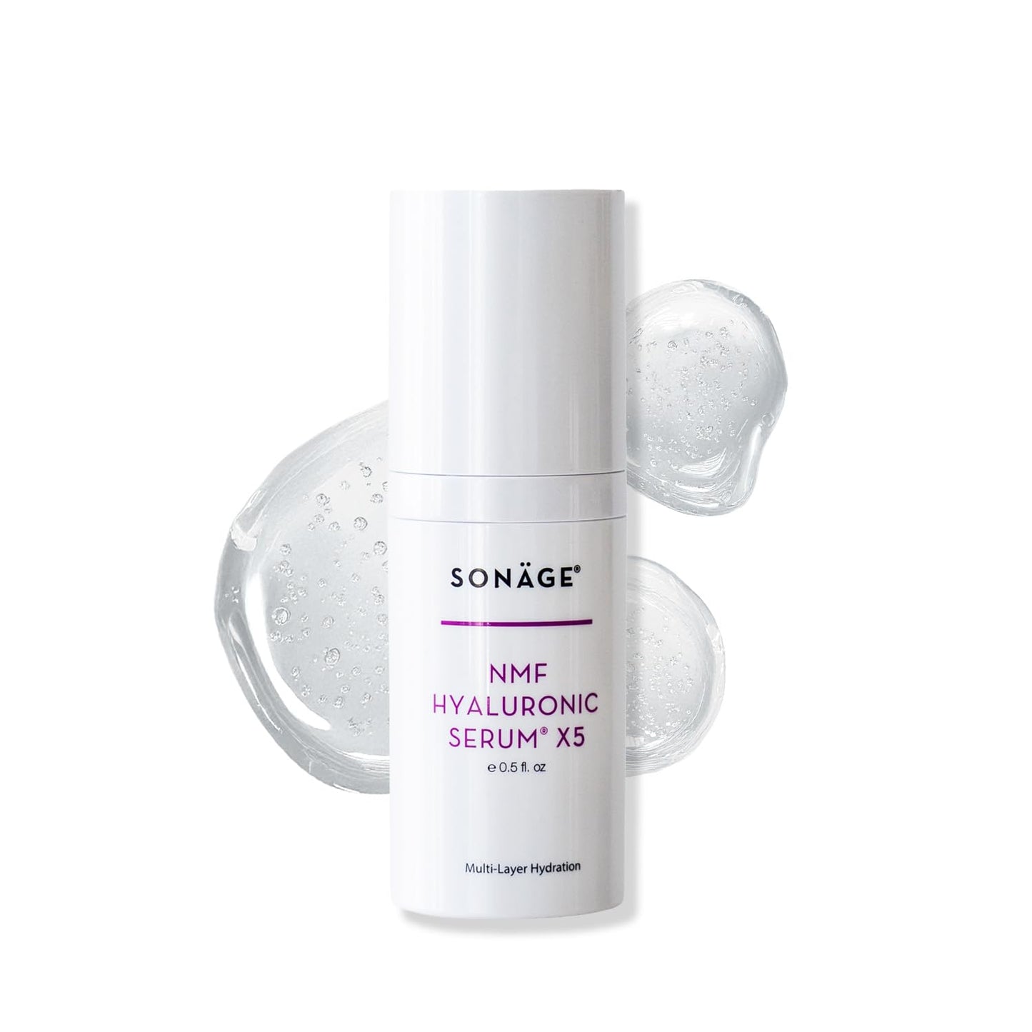 Sonage NMF Hyaluronic Serum X5-5-Weight Hyaluronic Acid Face Serum with Crosslinked HA, Ceramides, Snow Mushroom, Squalane & Panthenol - Lightweight Hydrating Serum for Dry, Dehydrated Skin - 15 ml