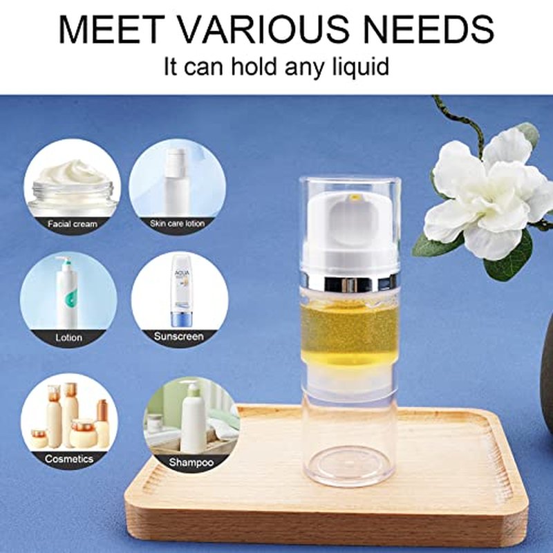Cosywell Airless Pump Jars 1.7oz/50ml 2 Pack Pump Bottle Dispenser Empty Moisturizer airless Pump Bottles Cosmetic Pump Container Travel Pump Bottles for Toiletries Shampoo Lotion and Cream Clear