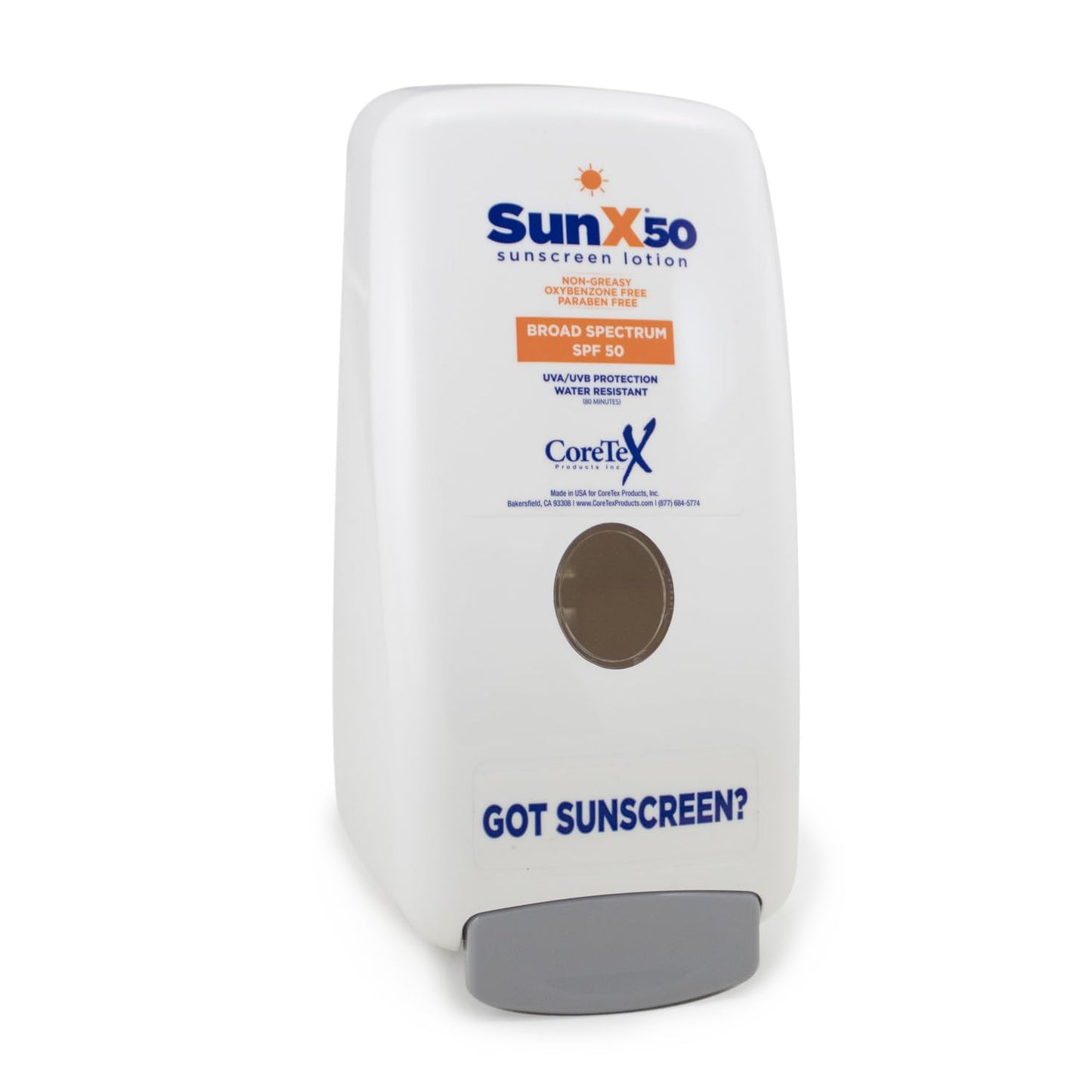 CoreTex Sun X 50 Wall Mounted Dispenser for Sunscreen Bladder (Dispenser ONLY) - Compatible with Sun X 50 750ml Bladder of Oil Free, Water Resistant, Broad Spectrum (UVA/UVB) Sunscreen Lotion