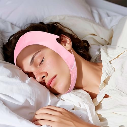 Yuibthr Chin Strap for Sleeping, V Line Lifting Mask, Reusable Face Strap, Jaw Exerciser (Pink-Fall Maple Leaf-H)