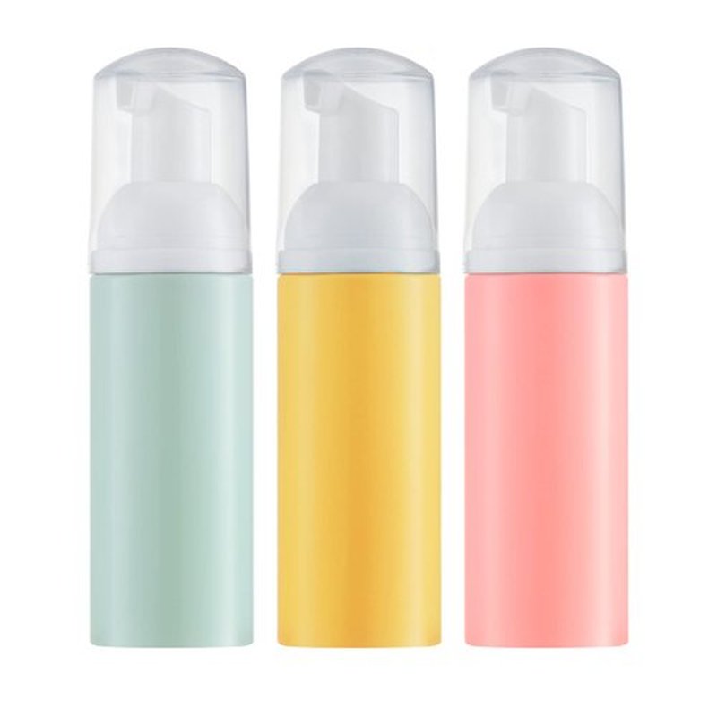 Tekson 3 PCS Soap Foam Bottle (2 oz), Empty Travel Foaming Lash Shampoo for Cleanser, Dispenser (Yellow&Green&Pink Pump)