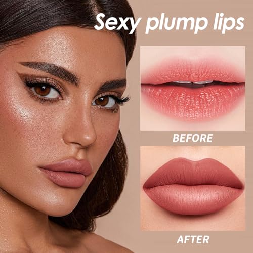 Veldoro Lip Stain, Veldoro Peel Off Lip Stain, Nude Lipliner Makeup,Lip Liner Stain Peel, Lip Stain -Peel & Reveal, Long-Lasting Plumper Lips (Dark Brown+Light Brown, One size)