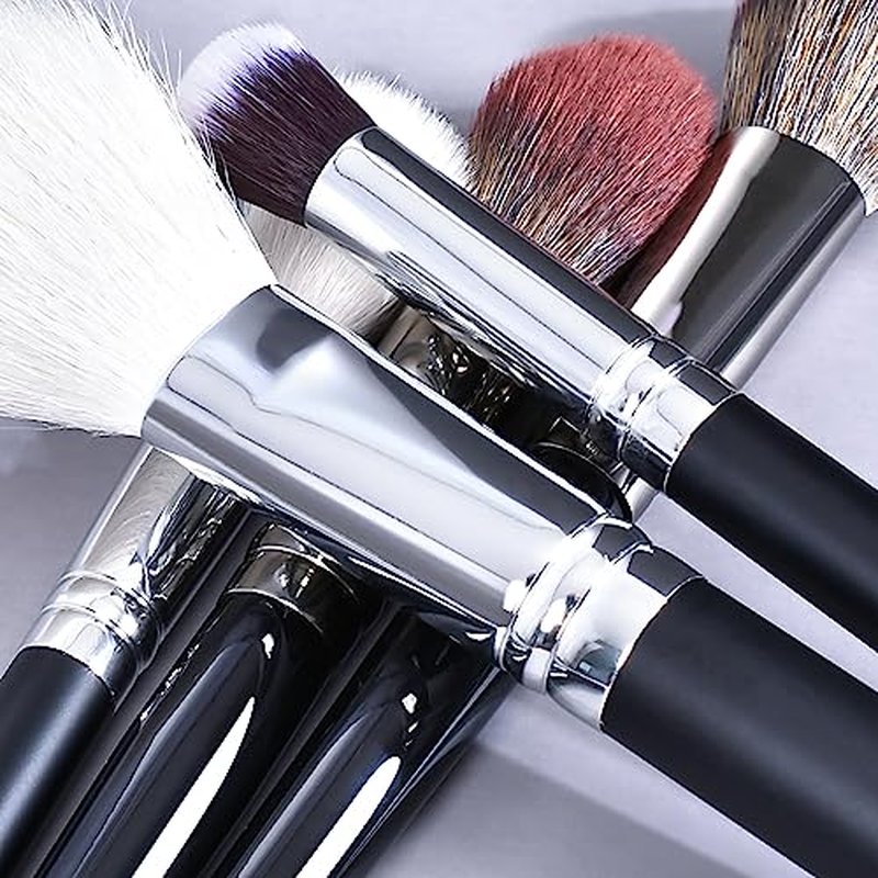 Bueart Design Pro makeup Artist Brushes Set 34Pcs Goat Hair Horse hair Makeup Brush Set with extra Large Holder (22Pcs Matte Black)