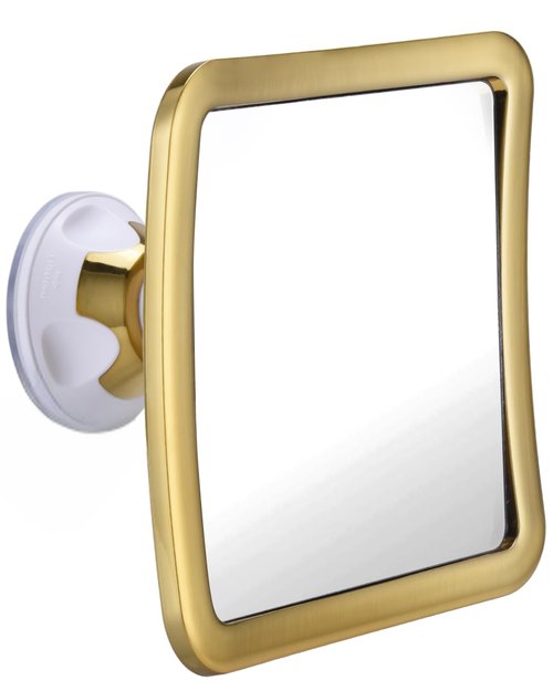 MIRRORVANA Fogless Shower Mirror for Shaving with Improved Suction and 360° Swivel - Unbreakable Fog Free Mirror for Men and Women - 6.3" x 6.3" (Gold)