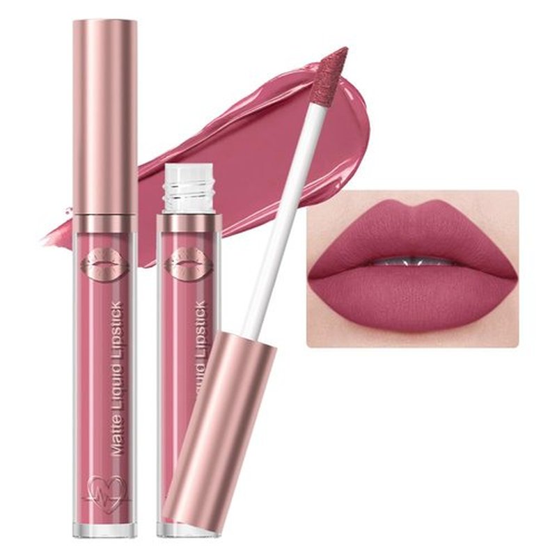 JUAAZIN Rich Maroon Matte Liquid Lipstick, With Highly Pigmented and Rich Colors Lip Gloss, Long-Lasting Wear Non-Stick Cup Not Fade Waterproof Lipstick Makeup for Women(Rich Maroon 07#)