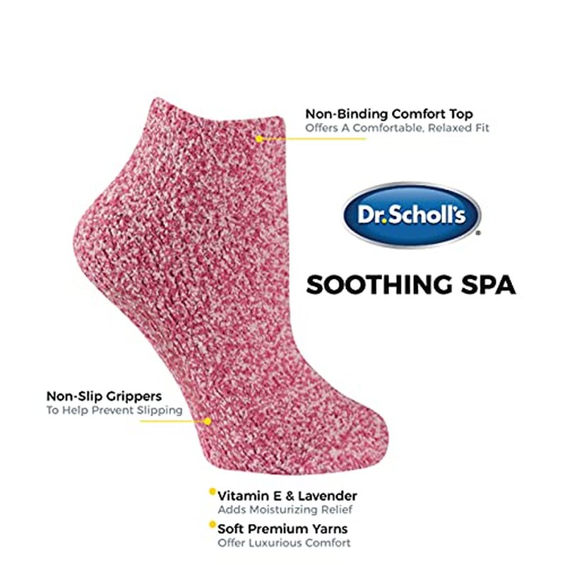 Dr. Scholl's womens Low Cut Soothing Spa - Lavender & Vitamin E Infused 2 3 Pair Packs Socks, Pink, 4 10 US