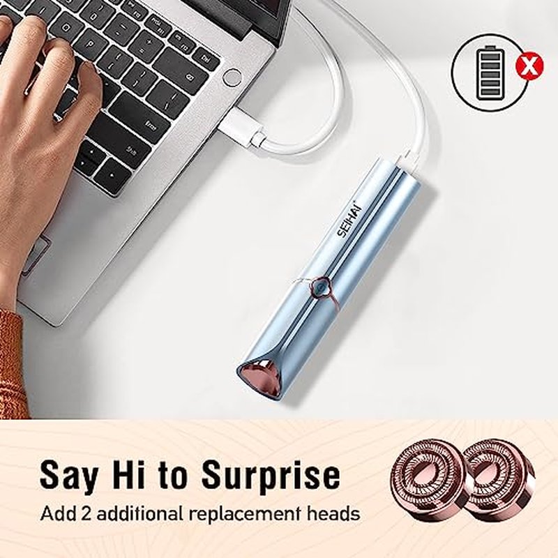 Hair Removal Device(2023), Facial Hair Removal for Women, Rechargeable Hair Remover for Women, Facial Hair Remover for Face, Upper Lip, Chin, Included 2 x Replacement Heads