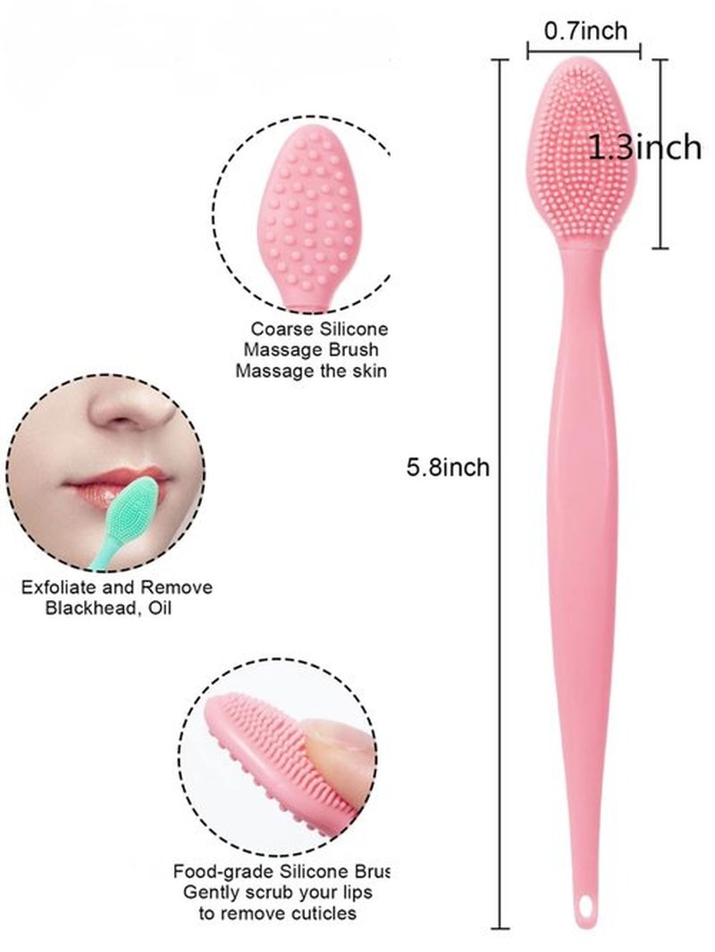 Silicone Face Scrubber Double Side, Beomeen Handheld Facial Cleansing Brush 2 in 1 Face Cleanser Brush for Deep Cleansing and Exfoliating, Blackhead Makeup Removal 2 Pcs