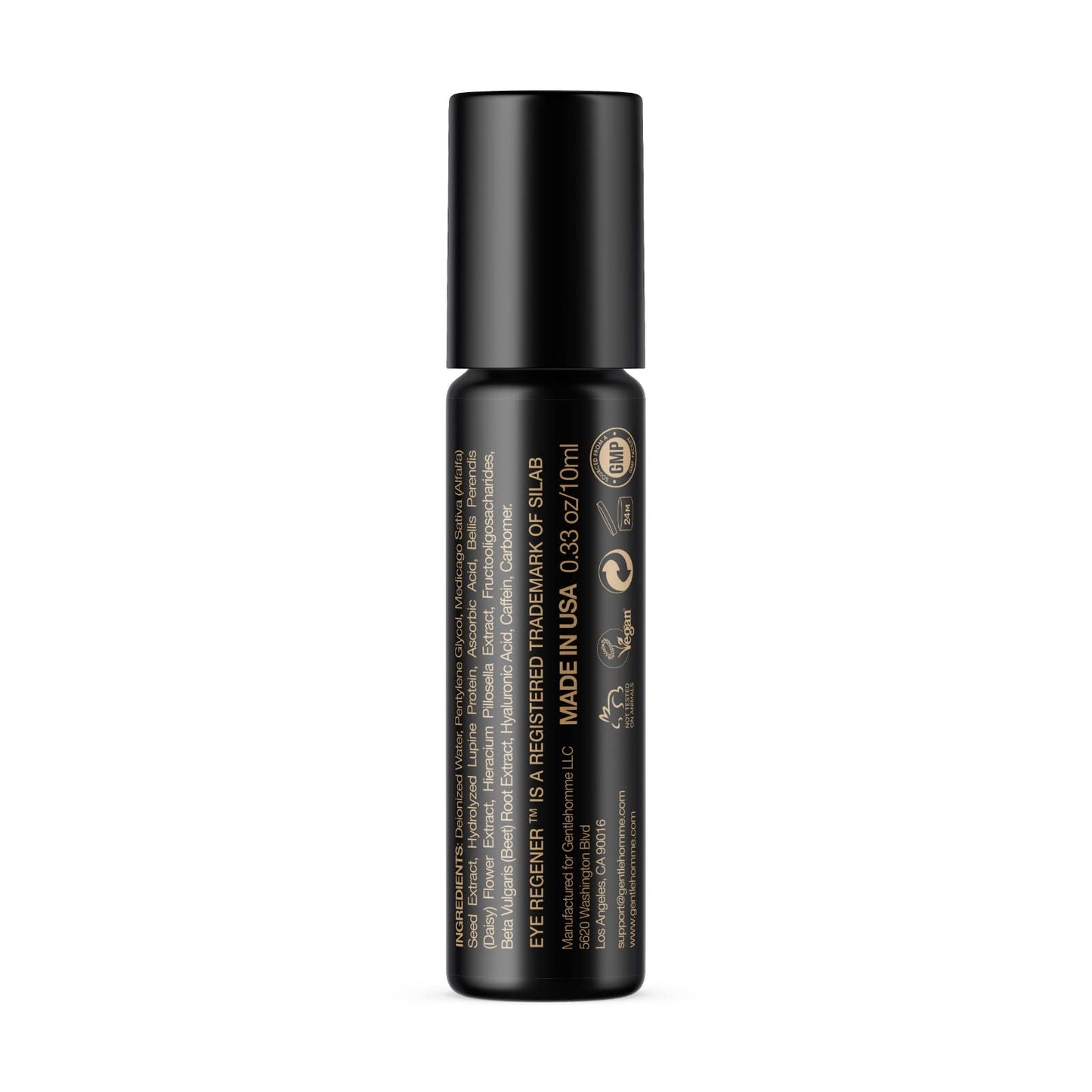 Hyaluronic Acid & Caffeine Eye Roller Serum for Men with Vitamin C – Made in USA – Depuffing Eye Roller Ball for Dark Circles & Puffiness – Mens Day & Night Anti-Aging Under Eye Serum Roller – 10ml