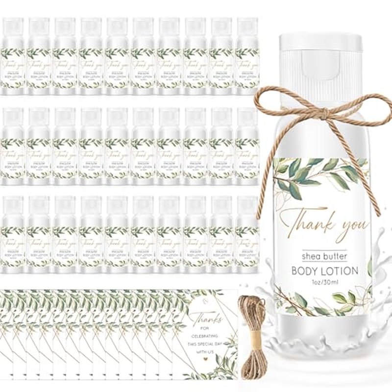 Dimsile 30 Sets Wedding Body Lotion for Dry Skin Bulk Eucalyptus Bridal Shower Body Care Cream Moisturizing Natural Fragrance Travel Size Body Lotion for Women Bridesmaid Guest Gift